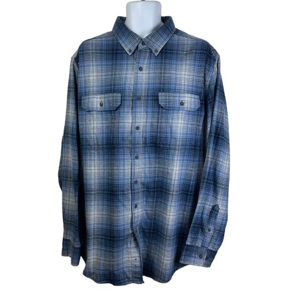 George Plaid Flannel Button Down Shirt Blue Size 2XL - Picture 1 of 6